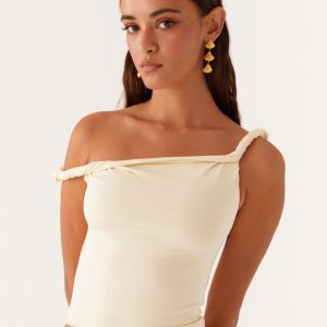 Solace Soul Twist Shoulder Top - Yellow