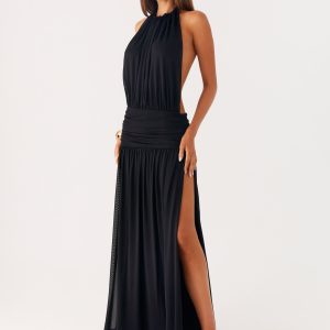 Solena Halter Neck Maxi Dress - Black