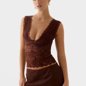 Sommers Lace Top - Chocolate