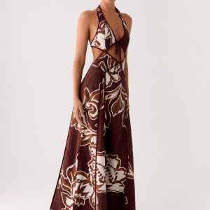 Sonnet Maxi Dress - Espresso Meadow