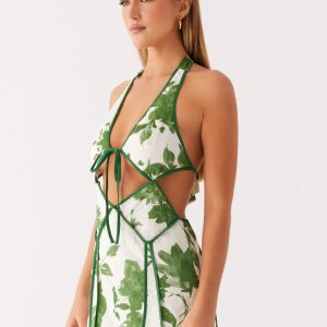 Sonnet Cotton Mini Dress - Verdant Bloom