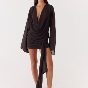 Sorrel Long Sleeve Mini Dress - Chocolate