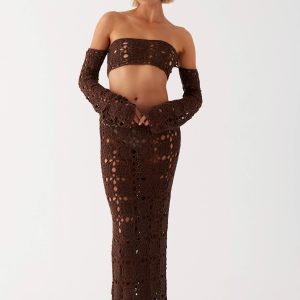Sorrentino Crochet Maxi Skirt - Chocolate