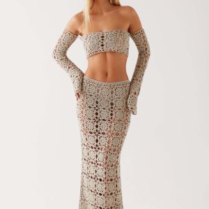 Sorrentino Crochet Maxi Skirt - Sage