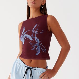 Speak Now Mesh Top - Brown