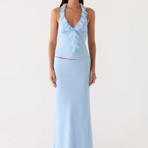 Star Girl Chiffon Maxi Skirt - Blue