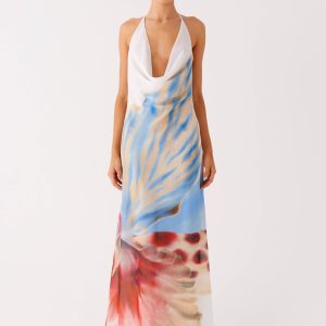 Stars Align Cowl Maxi Dress - White Sea Bloom