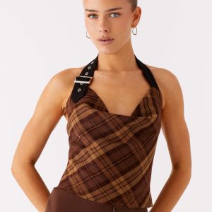 Stateside Cowl Top - Plaid