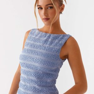 Supernova Boat Neck Top - Blue