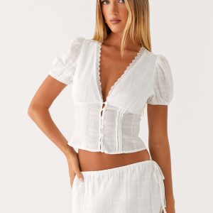 Sweet Lullaby Button Up Shirt - White