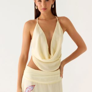 Sweet Charm Cowl Neck Top - Ivory