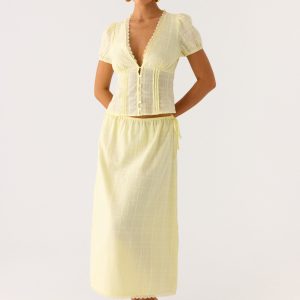 Sweet Lullaby Midi Skirt - Lemon Yellow