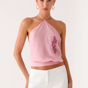 Sweet Skies Halter Top - Pink