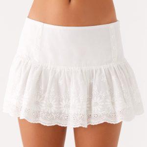 Sync Love Broderie Mini Skirt - White
