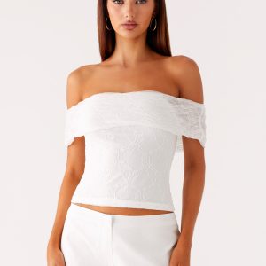 Tabby Off Shoulder Top - White
