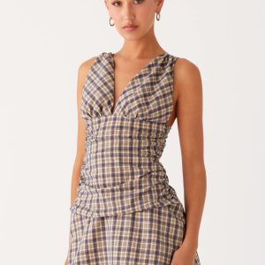 Tablo Drop Waist Mini Dress - Check Print