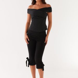 Tamera Top - Black Polka Dot