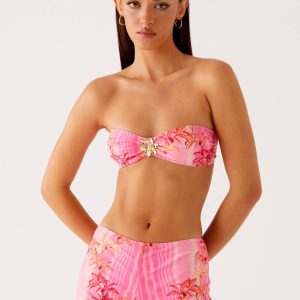 Tamra Strapless Bikini Top - Tropical Pink Print