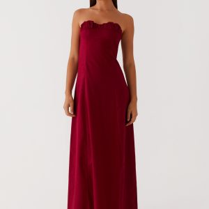 Tayla Linen Maxi Dress - Red