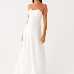 Tayla Linen Maxi Dress - White