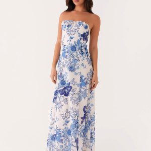 Tayla Linen Maxi Dress - Serene Sky Floral