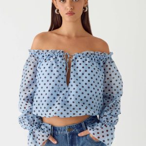 Tedara Top - Blue Mocha Dot