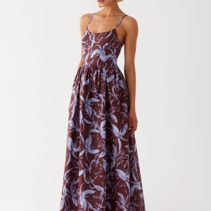 Tesoro Maxi Dress - Brown Purple Floral
