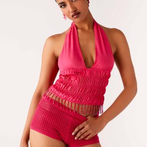 Teuila Beaded Top - Fuchsia