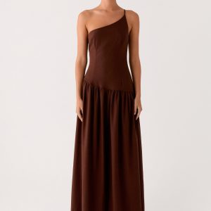 Thinking About You Linen Maxi Dress - Brown