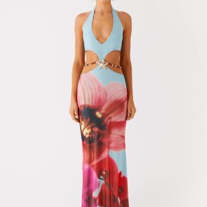 Time To Dance Maxi Dress - Turquoise Bloom