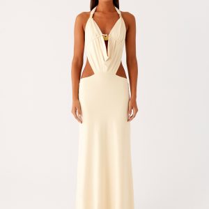 Torina Halter Maxi Dress - Lemon
