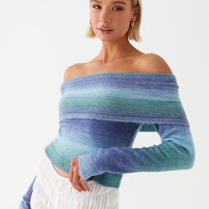 Tully Off Shoulder Knit - Blue Ombre