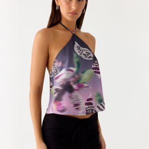 Twisted Love Halter Top - Ombre Floral Affair