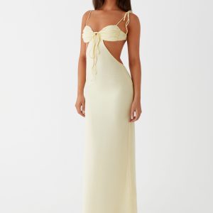 Tyra Ruched Maxi Dress - Yellow