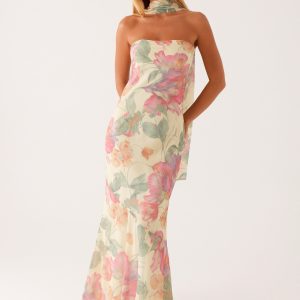 Under The Pagoda Maxi Dress - Yellow Peony