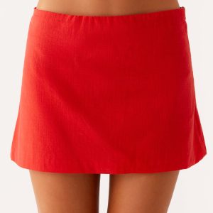 Under Heat Mini Skirt - Tomato