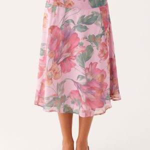 Valley Midi Skirt - Pink Floral
