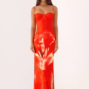 Vamonos Maxi Dress - Fire Petal