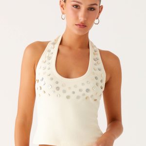 Vegas Nights Halter Neck Top - Yellow