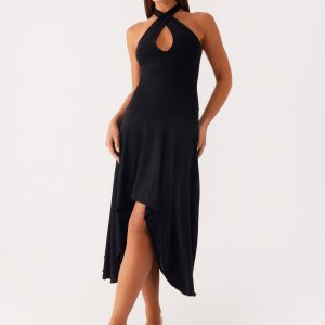 Velvet Sky Midi Dress - Black