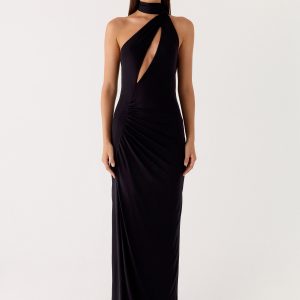 Velvet Vacation Scarf Maxi Dress - Black