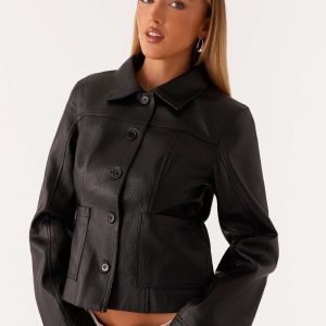 Verona Faux Leather Jacket - Black