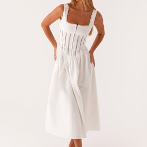 Waiting On You Midi Dress - White