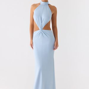 Warning Signs Maxi Dress - Blue