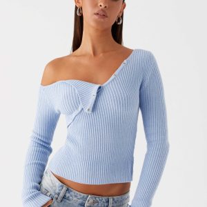 Waverly Knit Top - Sky Blue