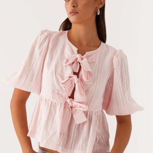 Western Wind Tie Top - Pink