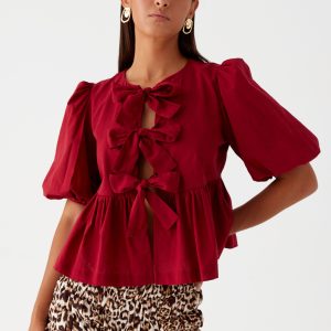 Western Wind Tie Top - Maroon