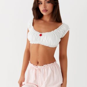 Weston Lace Trim Shorts - Pink Gingham