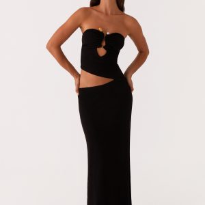Wild Roses Maxi Dress - Black