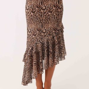 Wild Tide Midi Skirt - Cheetah